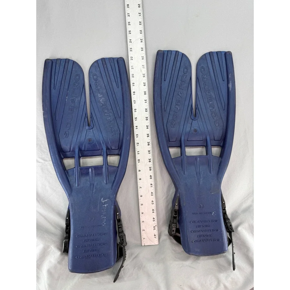 Scubapro Twin Jet Blue Open Heel Split Fins Large Nature's Wing Scuba Diving USA
